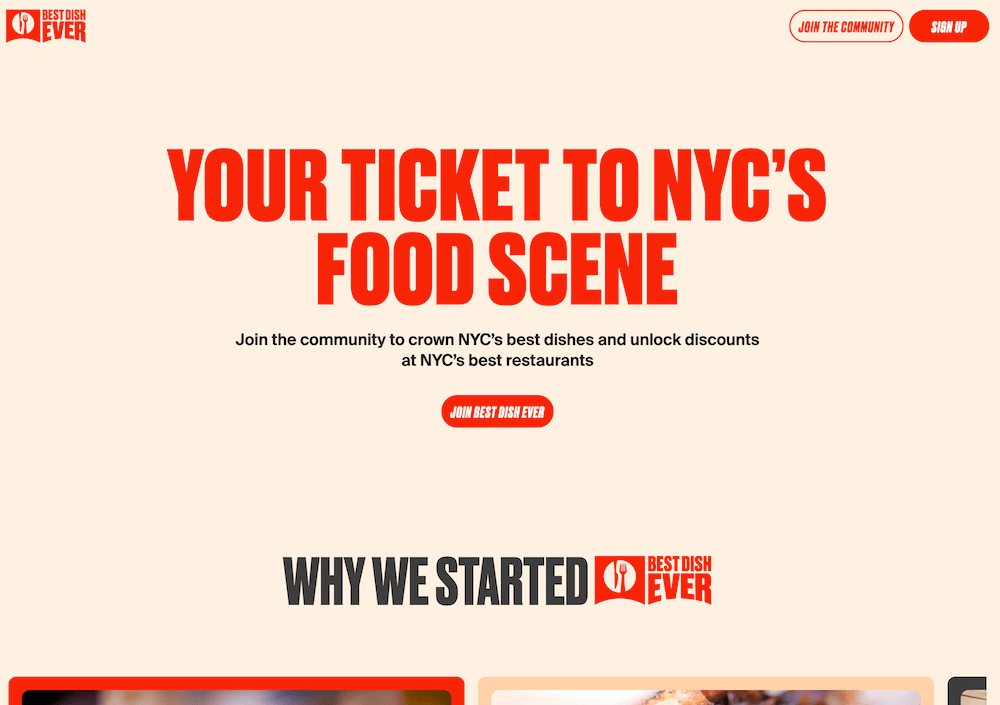 Screenshot of Best Dish Ever website}