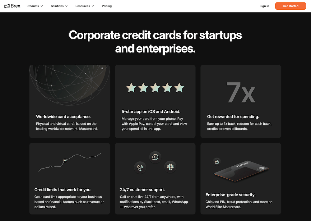 Screenshot of Brex website}