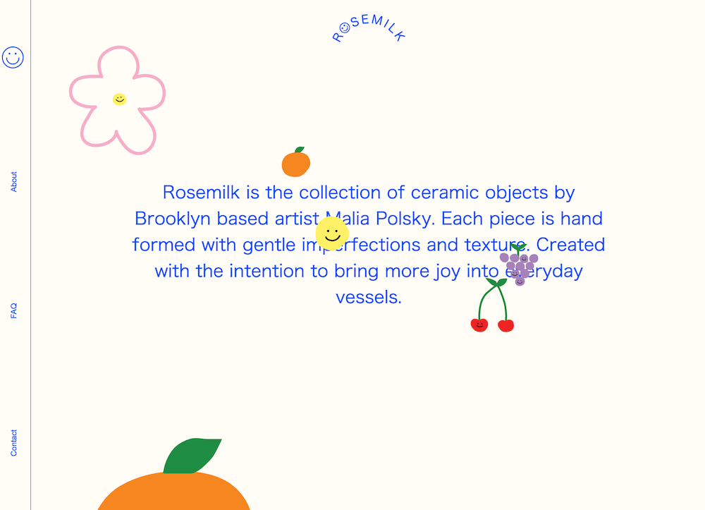 Screenshot of Rosemilk Ceramics website}